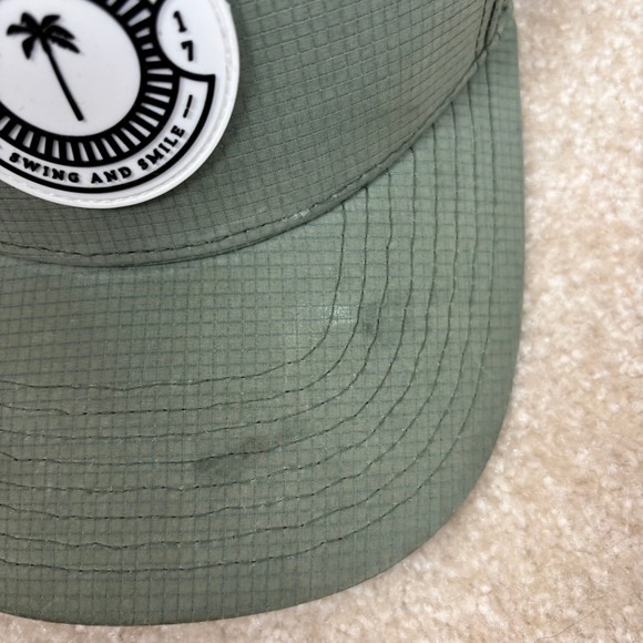 Palm Golf Swing and Smile Palm Tree Logo Baseball Cap Green Adjustable Snapback - Picture 2 of 5